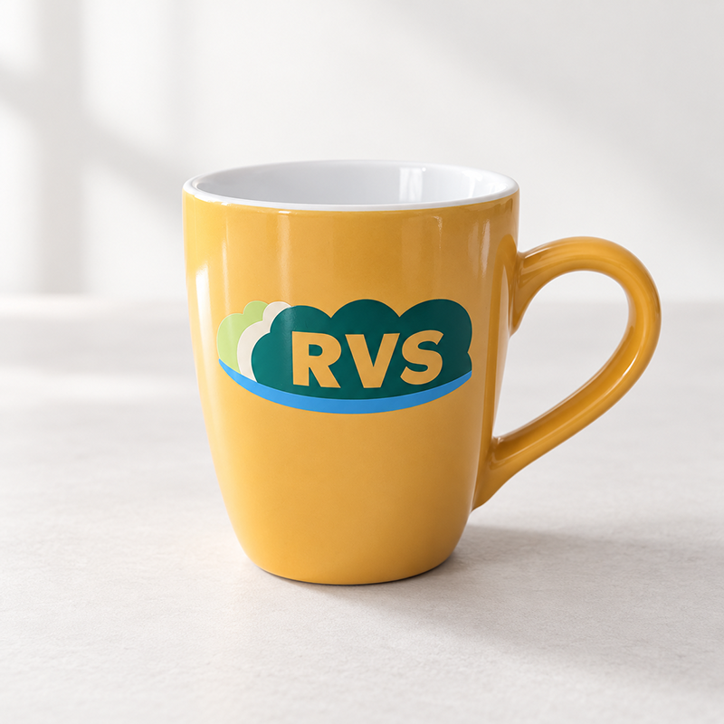 RVS Tasse Gelb Detailansicht
