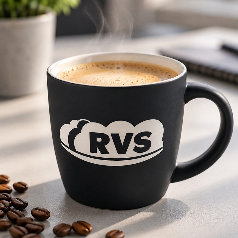 RVS Tasse Schwarz Detailansicht